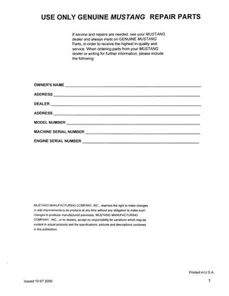 Comprehensive Service Manual for Mustang Heavy Machinery (Model Year 2050) Preview image 3