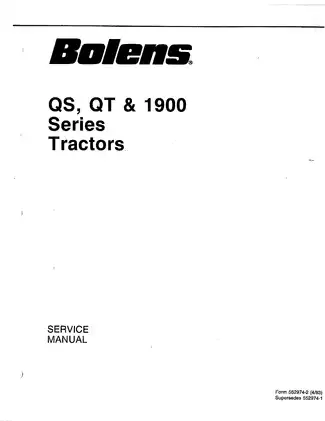 Bolens QS 1900 , QT 1900 series 1660 (QS16) 1666 (QT16 QT17) 1966 (QT19) garden tractor service manual Preview image 2