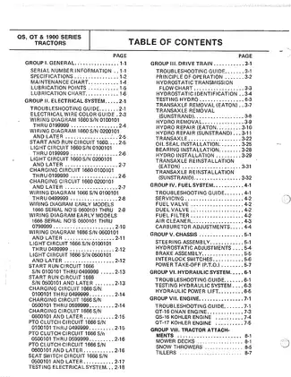 Comprehensive Bolens QS, QT & 1900 Series Tractors Service Manual Preview image 4