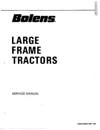 Bolens Large Frame Tractors Service Manual (Models 1886, 2086, 2087, 2288, 2388s, 2389, 2389s) Preview image 2