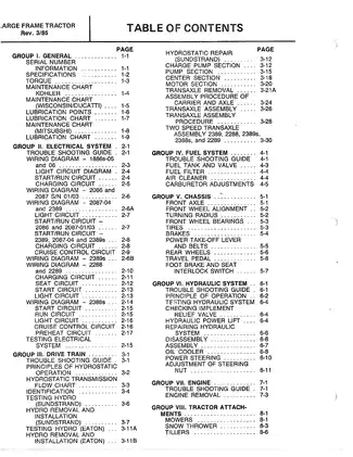 Bolens Large Frame Tractors Service Manual (Models 1886, 2086, 2087, 2288, 2388s, 2389, 2389s) Preview image 4