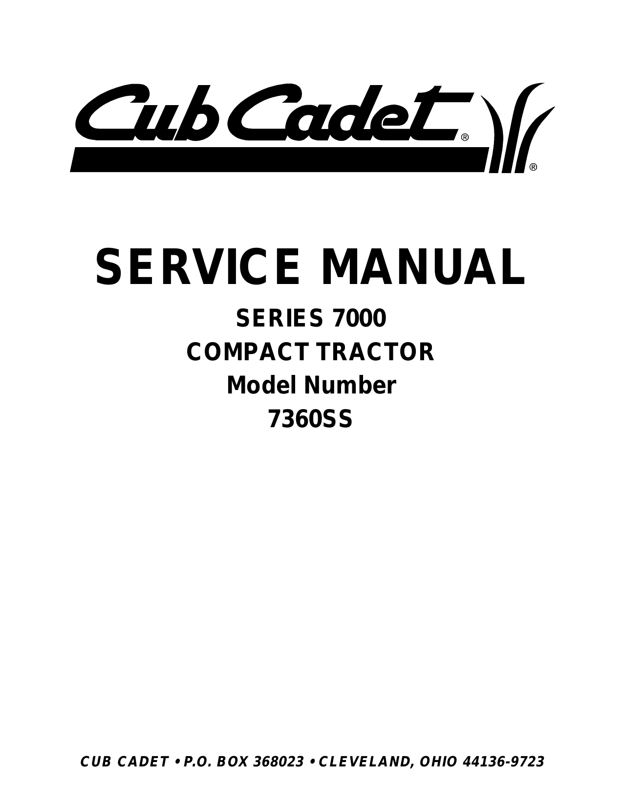 Cub Cadet 7360 SS compact tractor manual Preview image 2