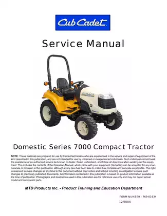 Cub Cadet 7264 Compact Tractor Service Manual Preview image 2