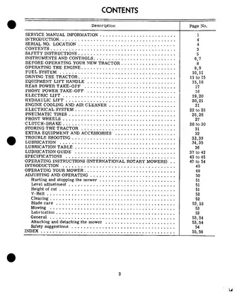 International IH Cub Cadet 86, 108, 109, 128, 129, 149 tractor operator´s manual Preview image 4