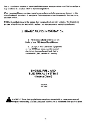 International Harvester Diesel 782, 782D garden tractor service manual, Kubota D600B engine fuel and electrical systems Preview image 3