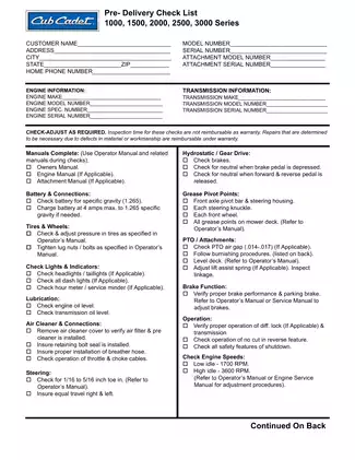 Cub Cadet 3000 Series Tractor Service Manual (1999) Preview image 4