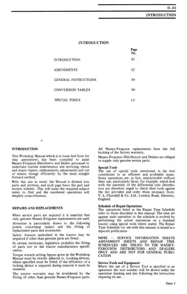 Massey Ferguson MF 135, MF 148 tractor service manual Preview image 1
