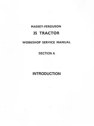 Comprehensive Service Manual for Massey-Ferguson MF35 Tractors Preview image 2