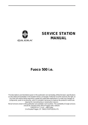 Gilera Fuoco 500 i.e. Service Station Manual | Comprehensive Repair Guide Preview image 2