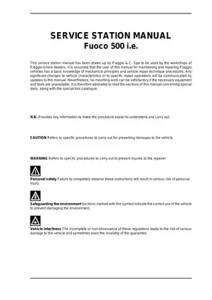 Gilera Fuoco 500 i.e. Service Station Manual | Comprehensive Repair Guide Preview image 3