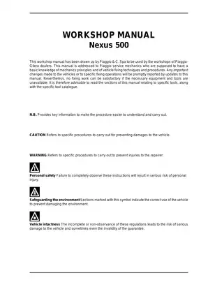 Gilera Nexus 500 Workshop Manual - Comprehensive Service and Repair Guide Preview image 3