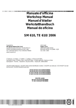 MV Agusta SM 610 & TE 610 Workshop Manual (2006) - Comprehensive Repair Guide Preview image 2