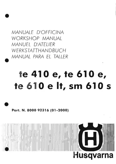 Preview: 1998–2000 Husqvarna TE 410 e, TE 610 e, TE 610 e-LT, SM 610 S Repair Manual (P/N 8000 92316)
