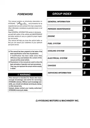 2005 Hyosung KR Motors Co. Ltd. GV 650 Aquila manual Preview image 1