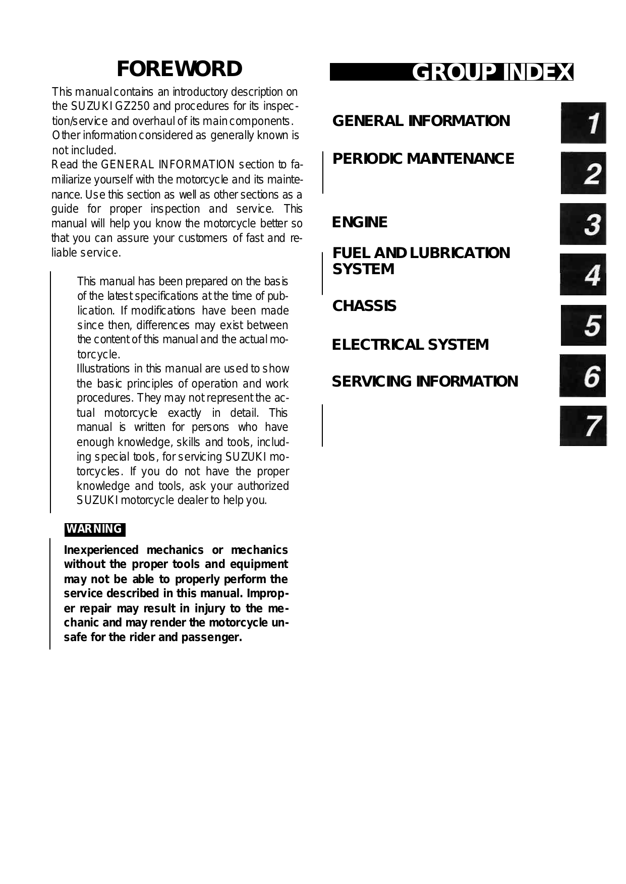 1999 Suzuki GZ250 Marauder service, repair and shop manual Preview image 2