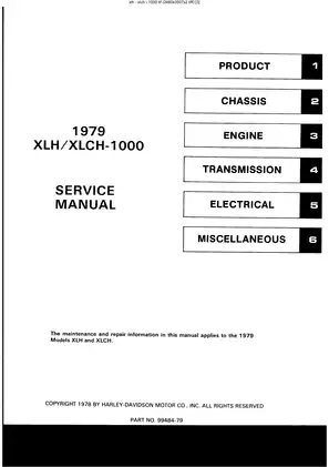 1979 Harley-Davidson XLH , XLCH-1000 service manual Preview image 3
