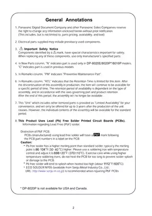 Panasonic DP8020E, 8020P, 8016P copier service handbook Preview image 2