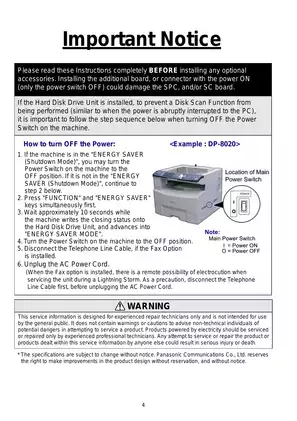 Panasonic DP8020E, 8020P, 8016P copier service handbook Preview image 4