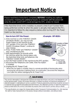 Comprehensive Service Handbook for Panasonic DP-8020E/8020P/8016P Printers Preview image 4