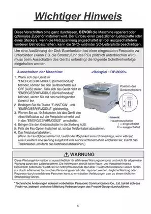 Panasonic DP8020E, 8020P, 8016P copier service handbook Preview image 5