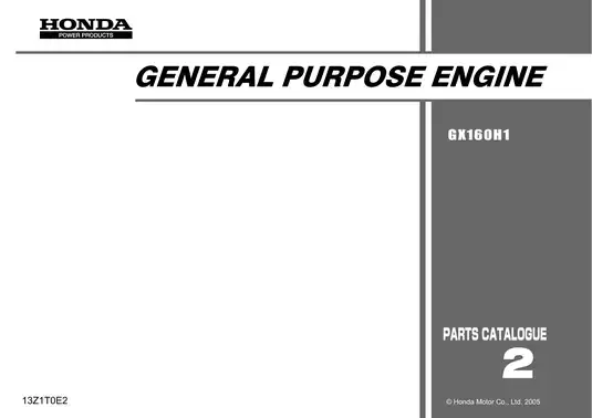 Honda GX160H1 General Purpose Engine Parts Catalog (2005) Preview image 2