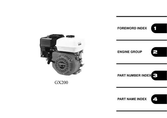Honda GX200, GX200T, GX200U, GX200UT 6.5 hp engine parts catalog Preview image 3