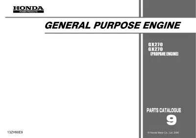 Preview: Honda GX270 General Purpose Engine Parts Catalogue 2006 (P/N 13ZH90E9)