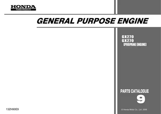 Honda GX270, GX270H, GX270T, GX270U, GX270R, GX270UH, GX270UT, GX270RT 9 hp engine parts catalog Preview image 2