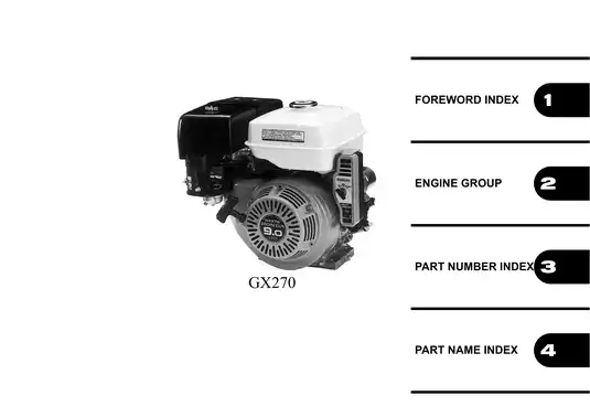 Honda GX270, GX270H, GX270T, GX270U, GX270R, GX270UH, GX270UT, GX270RT 9 hp engine parts catalog Preview image 3