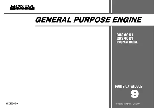 Honda GX340, GX340K1, GX340U1, GX340R1, 11 hp engine parts catalog Preview image 2