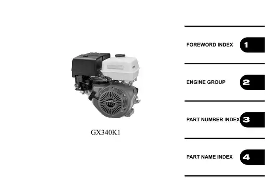 Honda GX340, GX340K1, GX340U1, GX340R1, 11 hp engine parts catalog Preview image 3