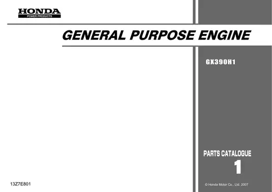 Honda General Purpose Engine GK3SOH1 Parts Catalogue (2007 Edition) Preview image 2
