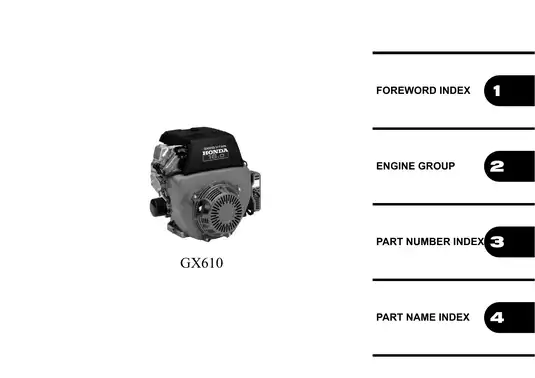 Honda GX610 General Purpose Engine Parts Catalog Manual (2006) Preview image 3