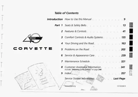 1993 Chevrolet Corvette Owner's Manual - Comprehensive Guide for Owners Preview image 2