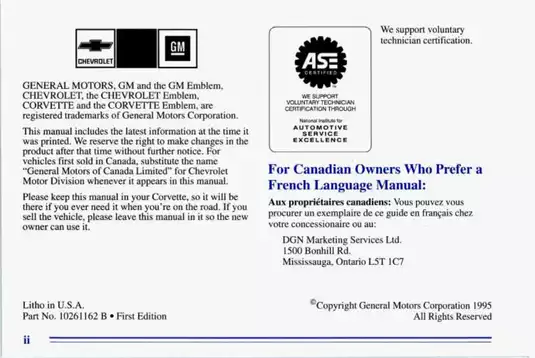 1996 Chevrolet Corvette Owner's Manual - Comprehensive Guide for Your Dream Car Preview image 3