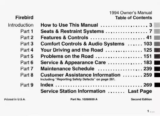 1994 Pontiac Firebird owner`s manual Preview image 2