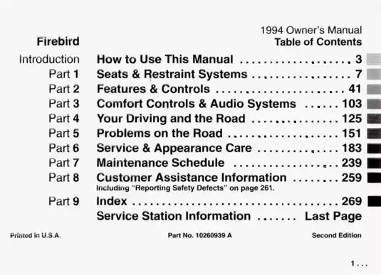 1994 Pontiac Firebird Owner's Manual - Comprehensive Guide for Your Vehicle Preview image 2