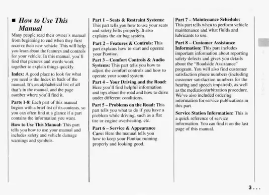1994 Pontiac Firebird Owner's Manual - Comprehensive Guide for Your Vehicle Preview image 4