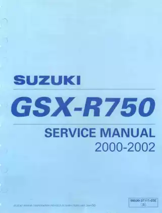 2000-2002 Suzuki GSX-R 750 manual Preview image 1