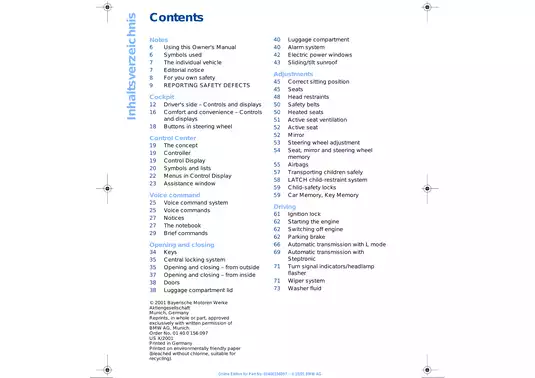 BMW 745i/745Li Owner's Manual (2001) - Complete Guide to Vehicle Control, Maintenance, and Features Preview image 3