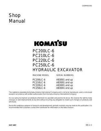 Komatsu PC200LC-6 / PC210LC-6 / PC220LC-6 / PC250LC-6 Hydraulic Excavator Shop Manual Preview image 2