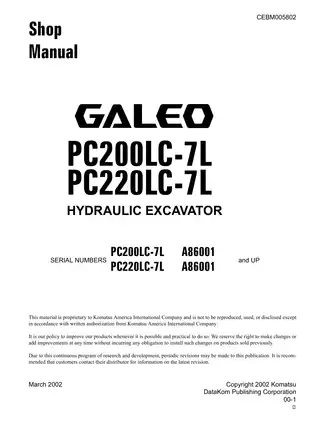 Komatsu PC200LC-7 & PC220LC-7 Excavator Service Manual Preview image 2
