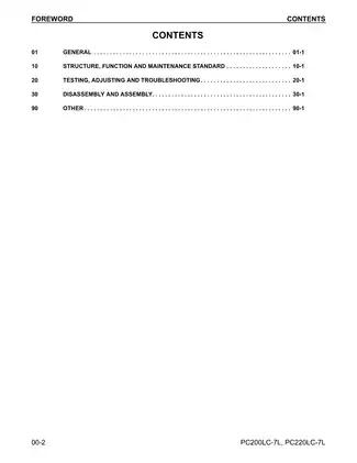 Komatsu PC200LC-7 & PC220LC-7 Excavator Service Manual Preview image 3