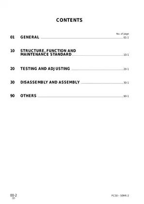 Komatsu PC27MR-2 to PC50MR-2 Excavator Service Manual (2005 Edition) Preview image 3
