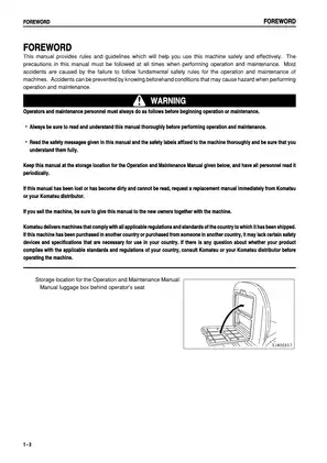 Komatsu PC27MRx-1 Excavator Operation & Maintenance Manual (2002 Edition) Preview image 4