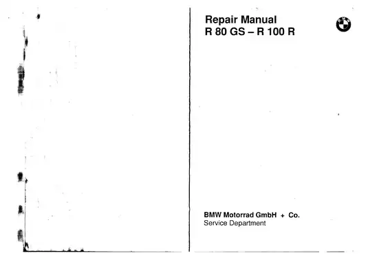 BMW R80GS R100R Repair Manual - Comprehensive Service Guide