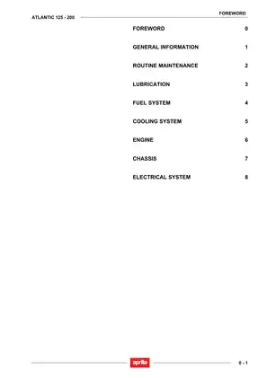 Aprilia Atlantic 125, 200 scooter service manual