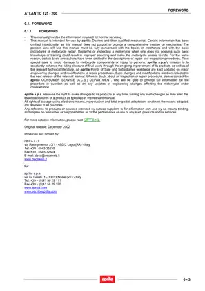 Aprilia Atlantic 125 - 200 Repair Manual and Service Guide Preview image 3