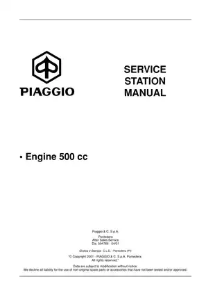 Piaggio X9 500 cc Service Station Manual - Essential Repair and Maintenance Guide