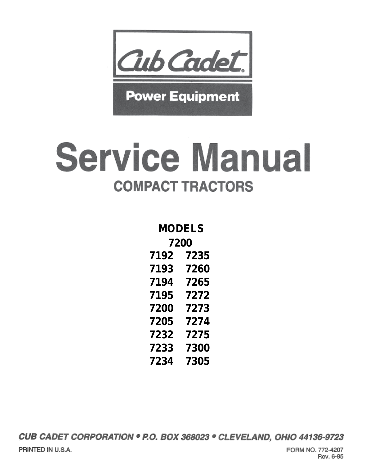 1996-2003 Cub Cadet™ 7192, 7193, 7194, 7195, 7200, 7205, 7232, 7233, 7234 compact tractor service manual Preview image 2